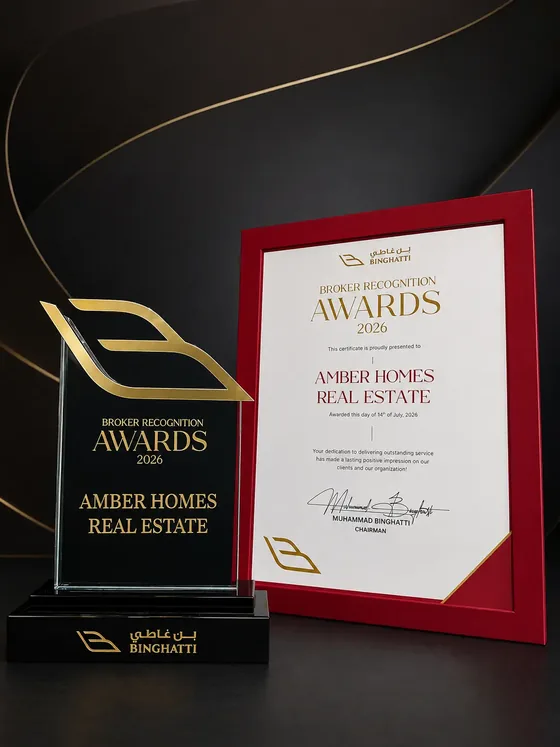 Binghatti Broker Recognition Award 2026 presented to Amber Homes Real Estate for outstanding service to clients