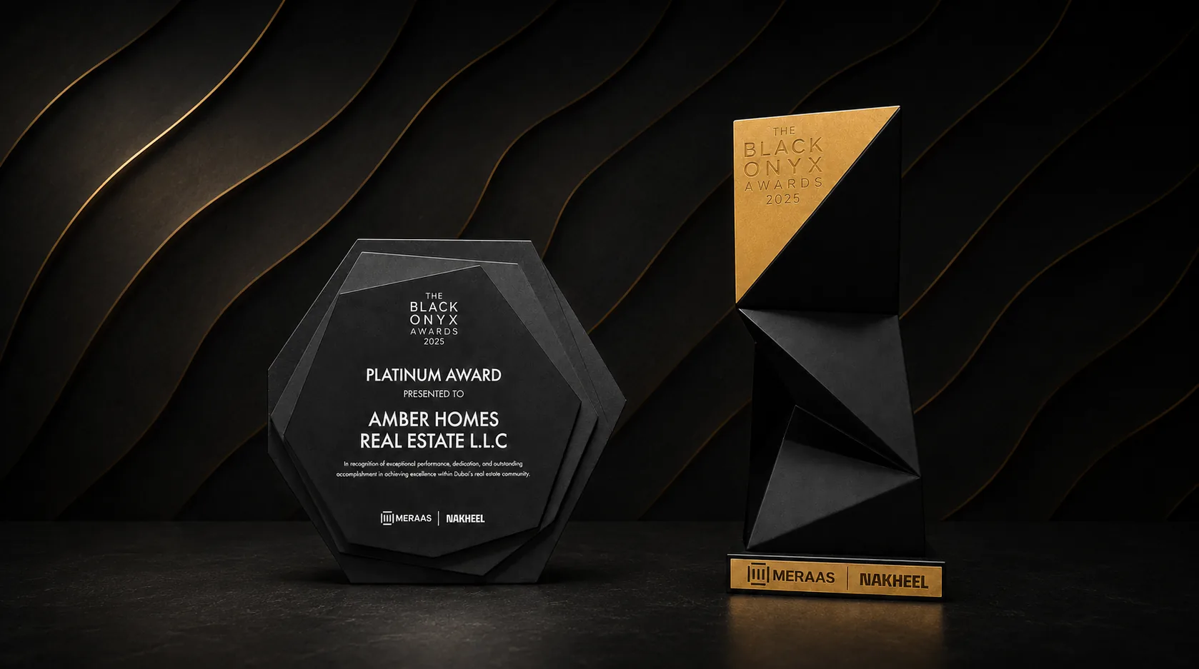 Platinum Agency 2025 award to Amber Homes Real Estate, led by Founder and Managing Director Ambreen Qureshi — Meraas - Nakheel & Dubai Holding